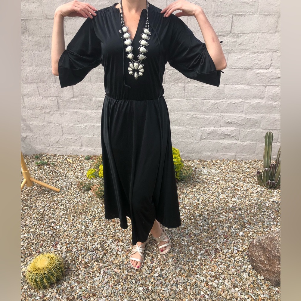 Vintage western retro bohemian black maxi dress - Picture 15 of 15